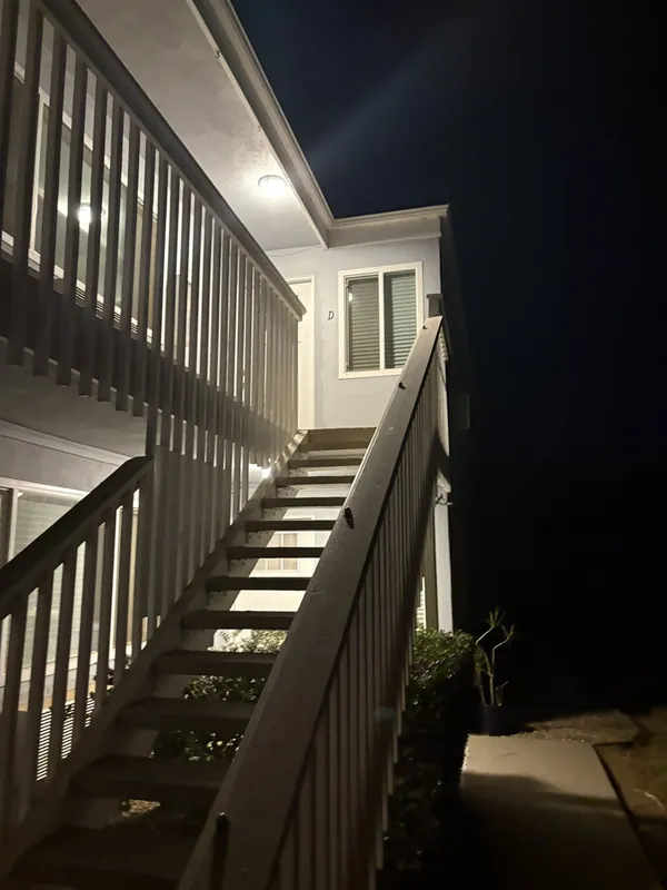 Apartment stairway lighting at night