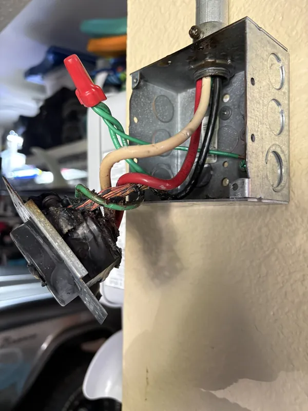 Melted, burnt outlet found during a troubleshooting call