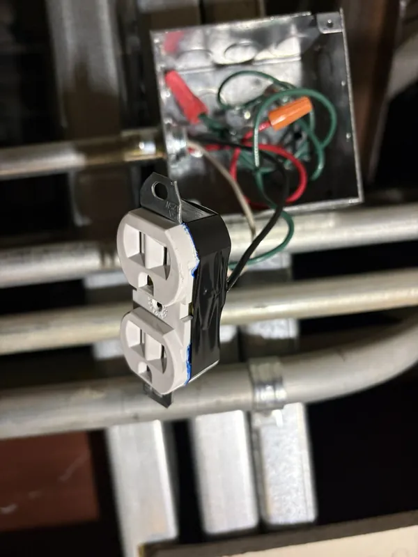 Commercial receptacle installed on an EMT conduit run
