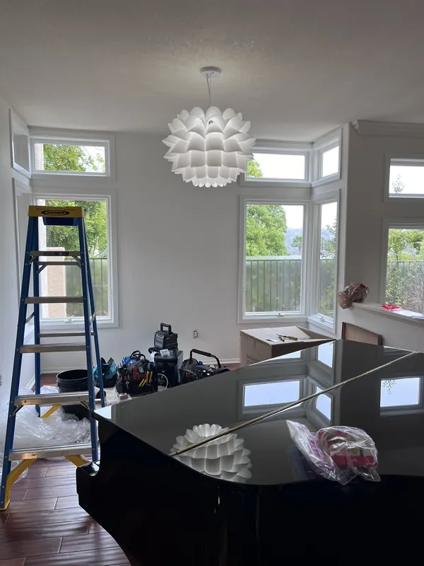Dining room chandelier installation