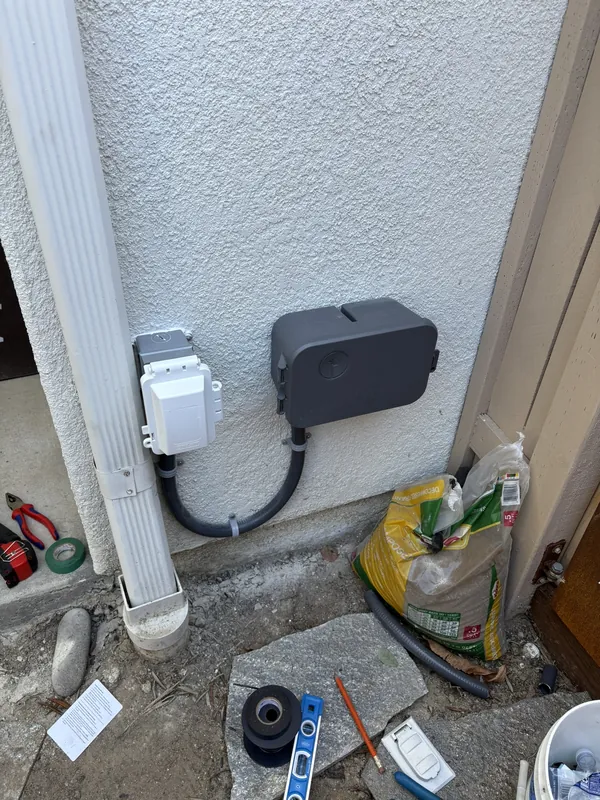 Weatherproof outdoor outlets installed with in-use covers