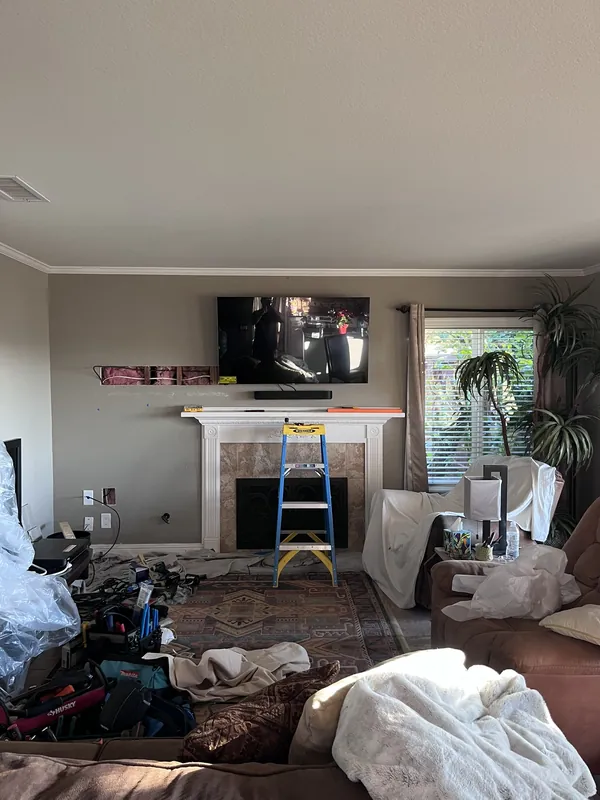 Living room before TV wall wiring was added